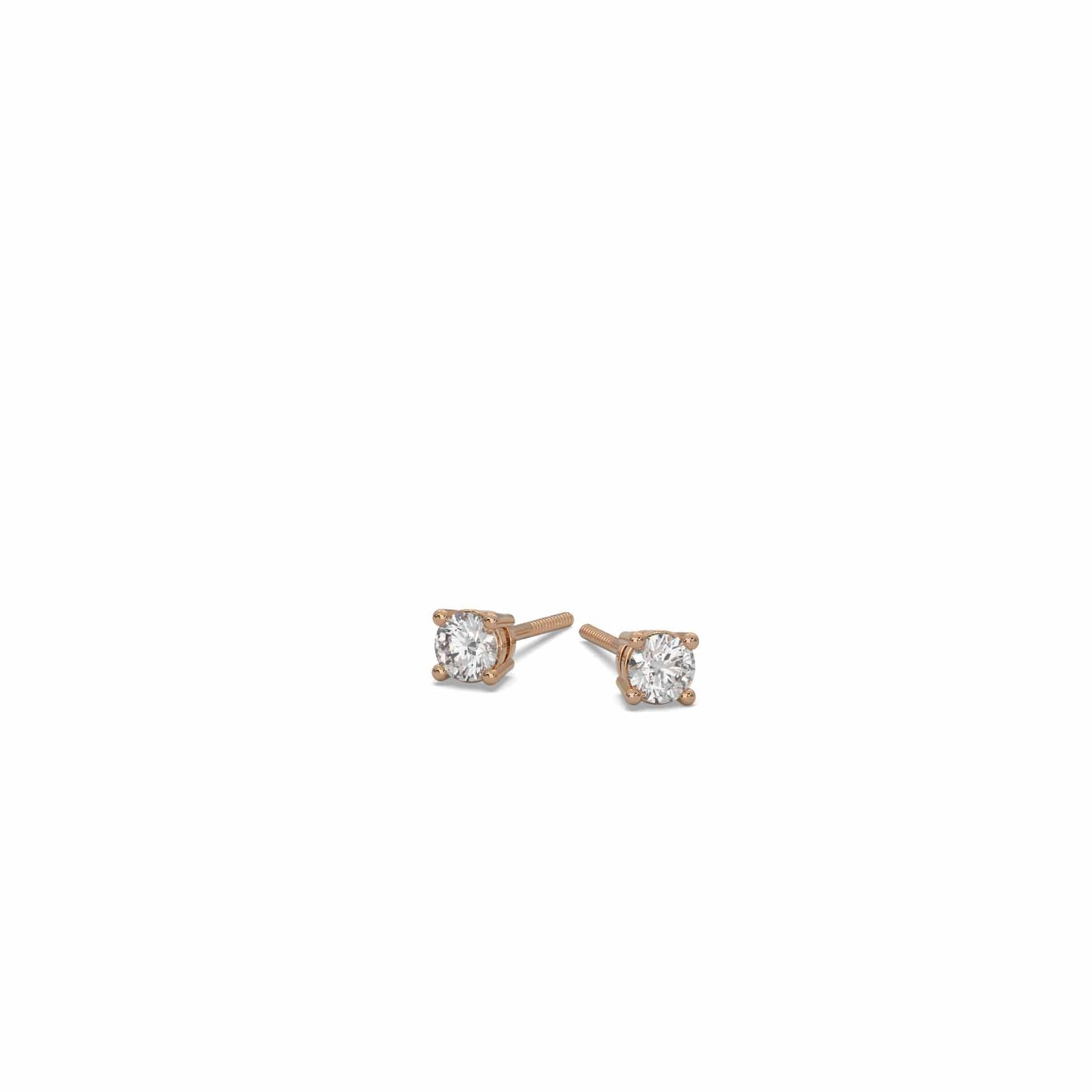 Radiant 0.3 Carat Solitaire Rose Gold Diamond Stud Earrings