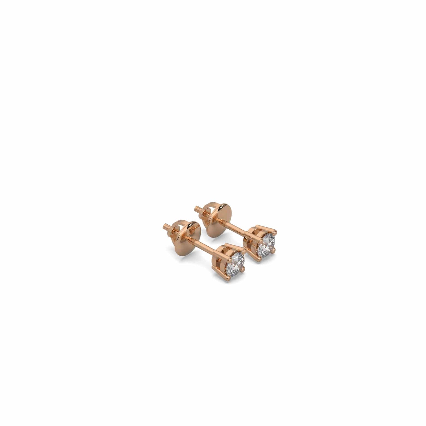 Radiant 0.3 Carat Solitaire Rose Gold Diamond Stud Earrings