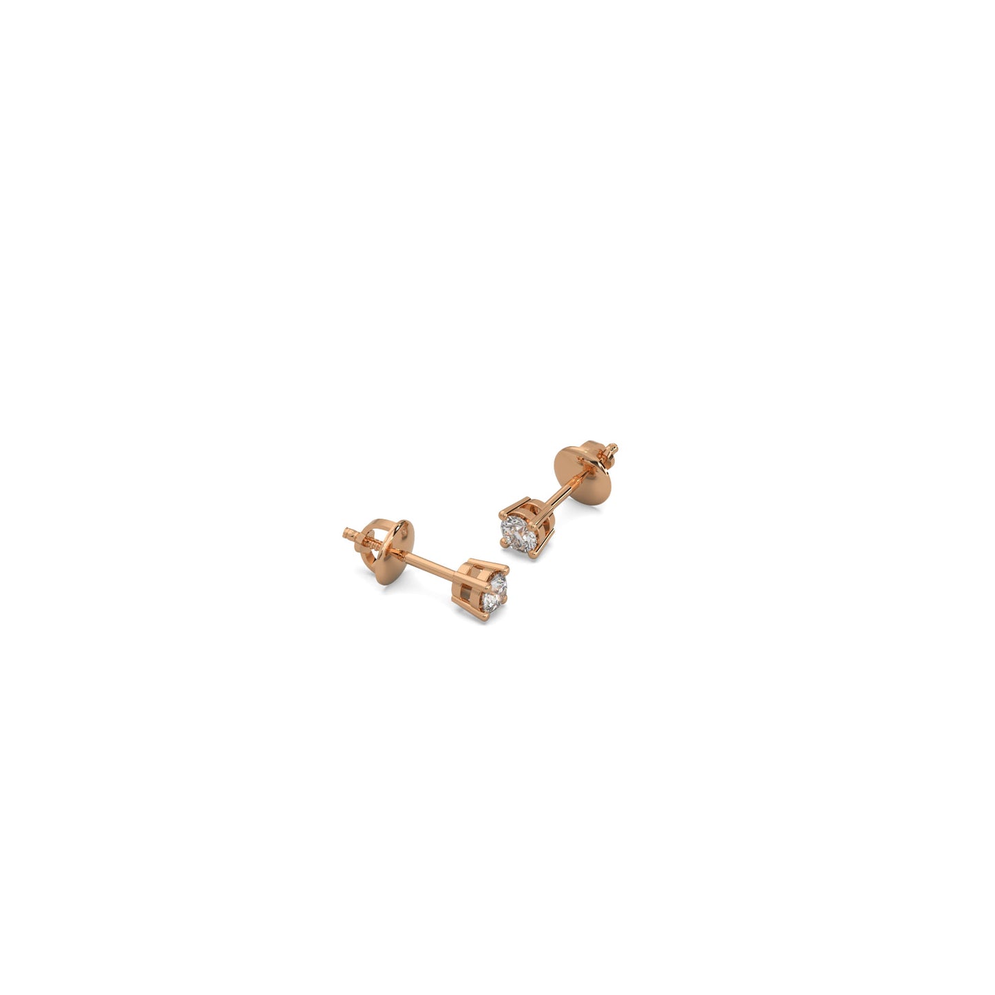 Brilliant 0.20 Carat Solitaire Rose Gold Diamond Stud Earrings