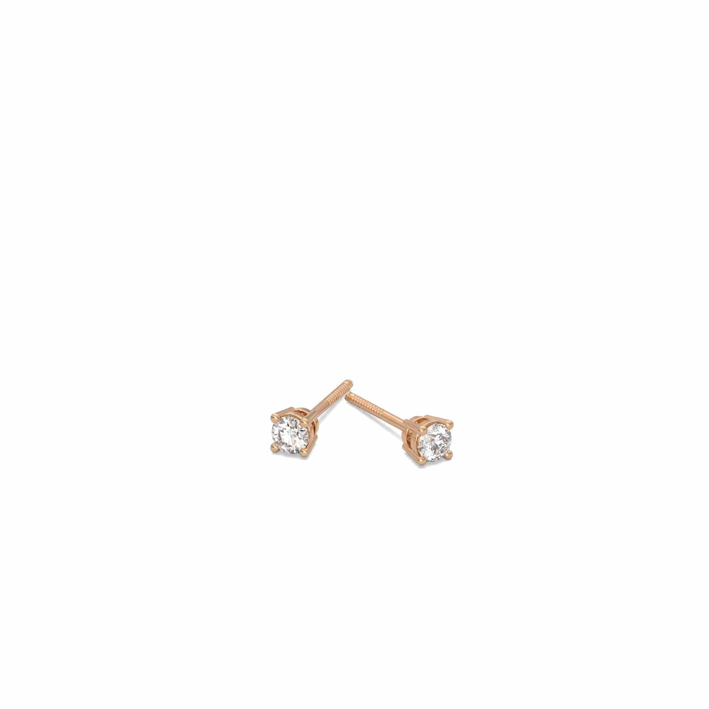 Brilliant 0.20 Carat Solitaire Rose Gold Diamond Stud Earrings