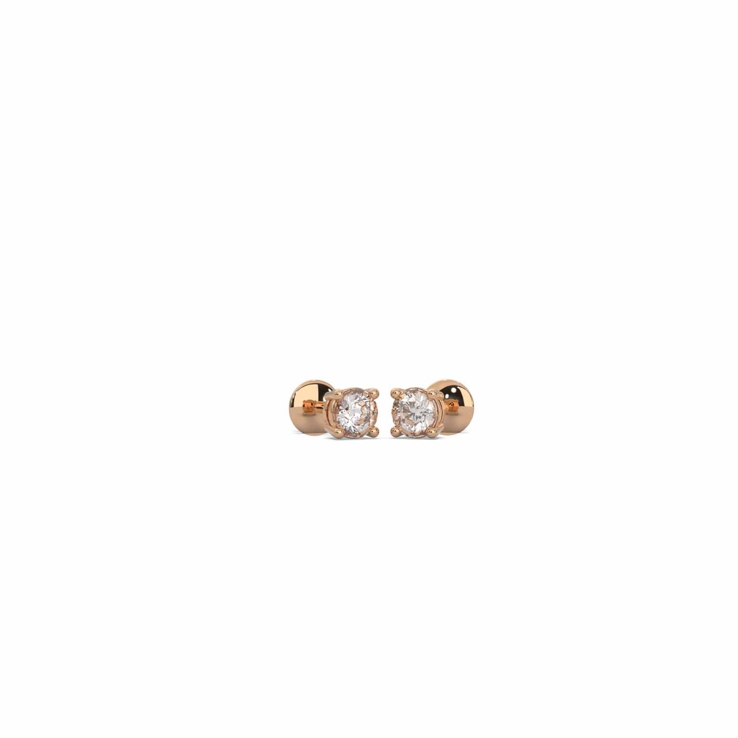 Gleaming 1/2 Carat Solitaire Rose Gold Diamond Stud Earrings