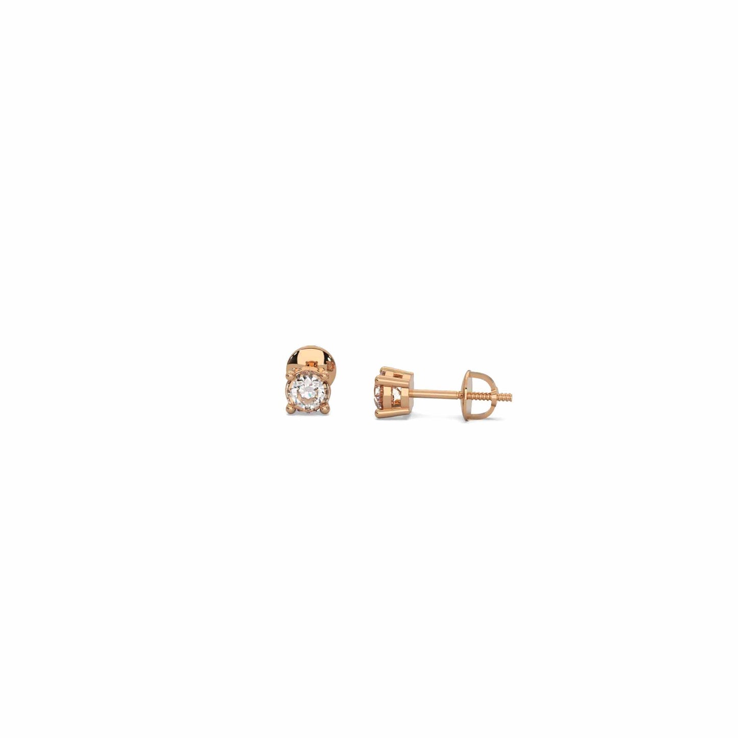 Gleaming 1/2 Carat Solitaire Rose Gold Diamond Stud Earrings