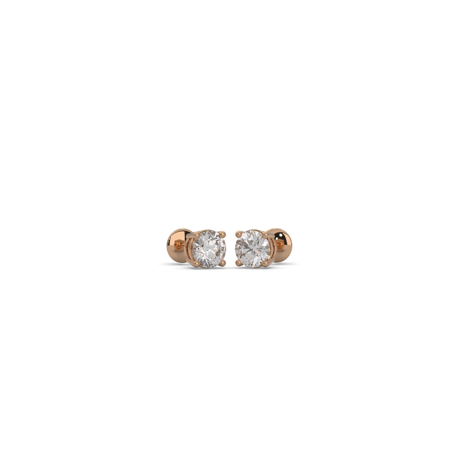 Dazzling 1-Carat Solitaire Rose Gold Diamond Stud Earrings