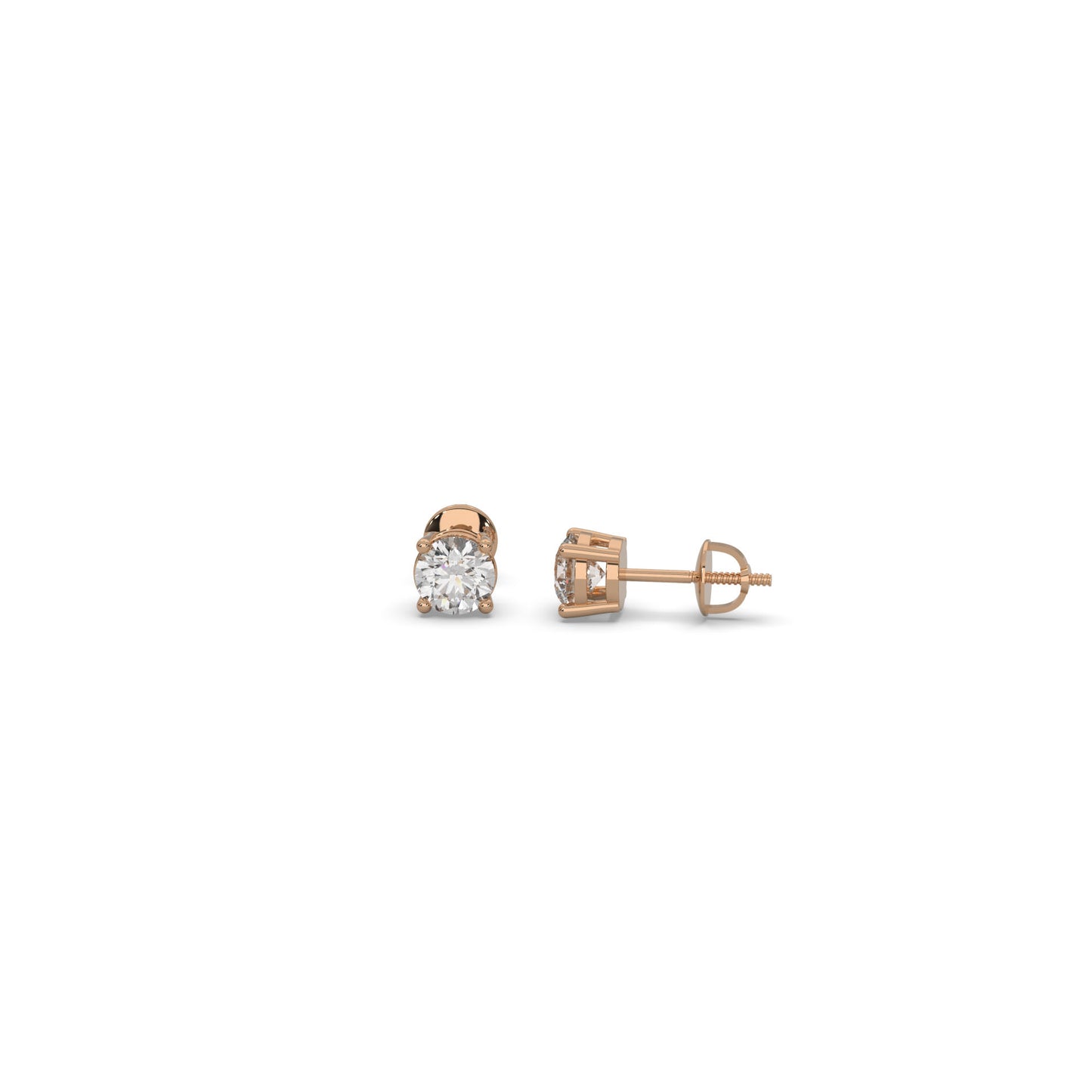 Dazzling 1-Carat Solitaire Rose Gold Diamond Stud Earrings