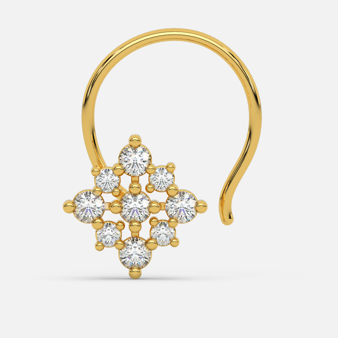 14 Kt Yellow Gold Diamond Nose Pin