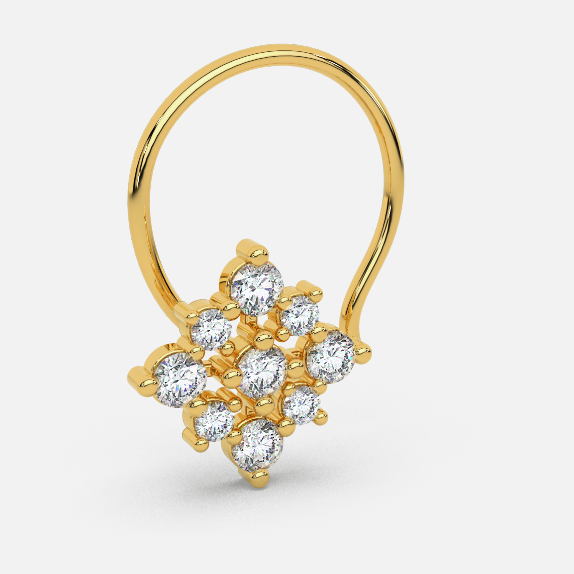 14 Kt Yellow Gold Diamond Nose Pin