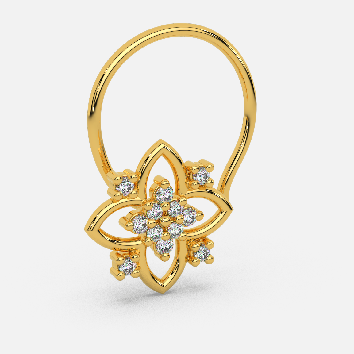 14 Kt Yellow Gold Diamond Nose Pin