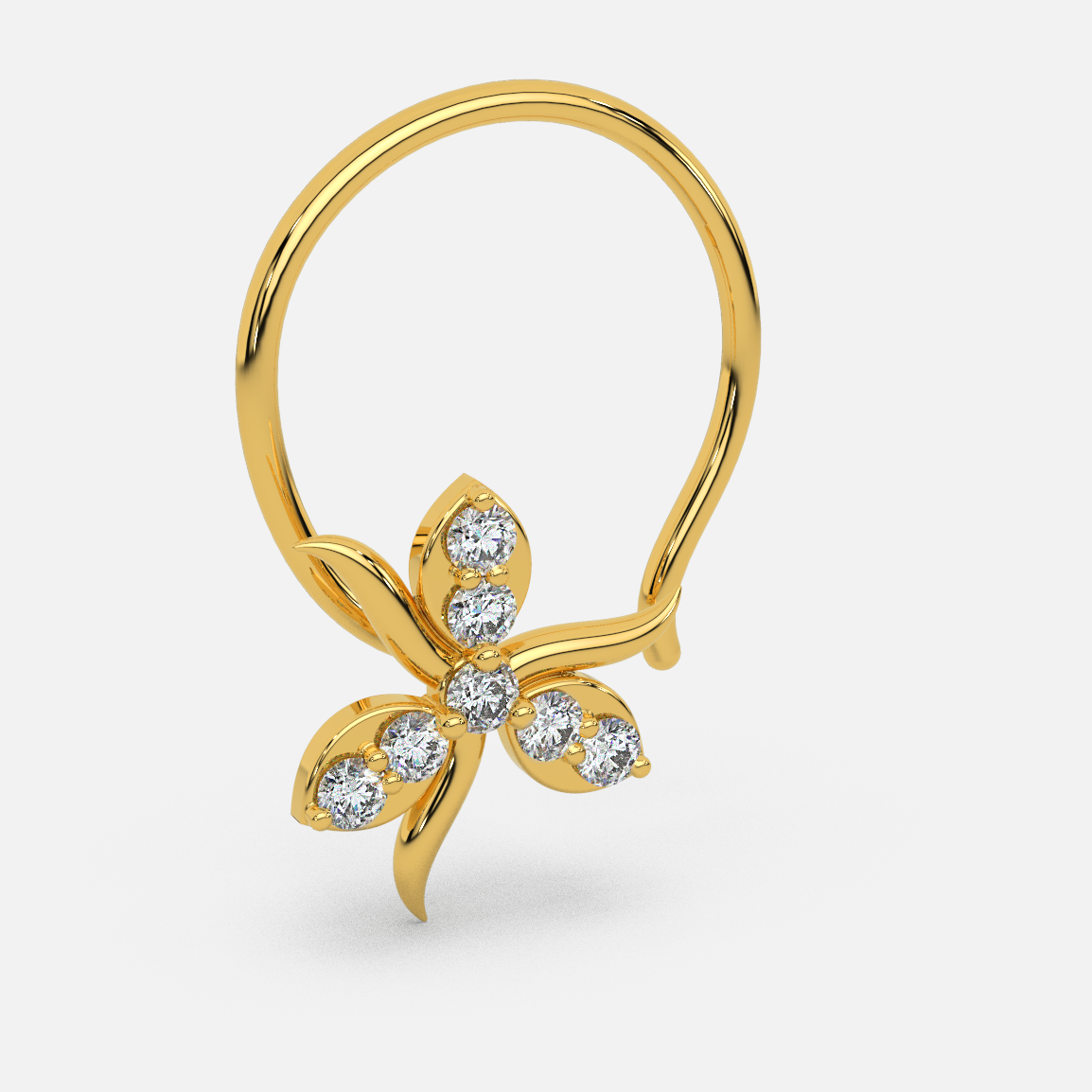 14 Kt Yellow Gold Diamond Nose Pin