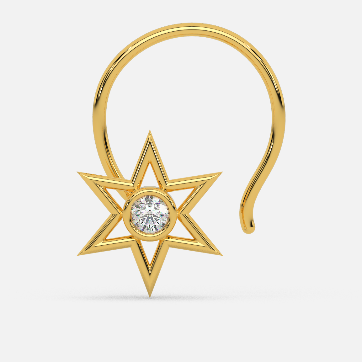 14 Kt Yellow Gold Diamond Nose Pin