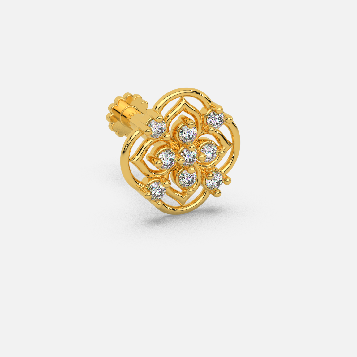 14 Kt Yellow Gold Diamond Nose Pin