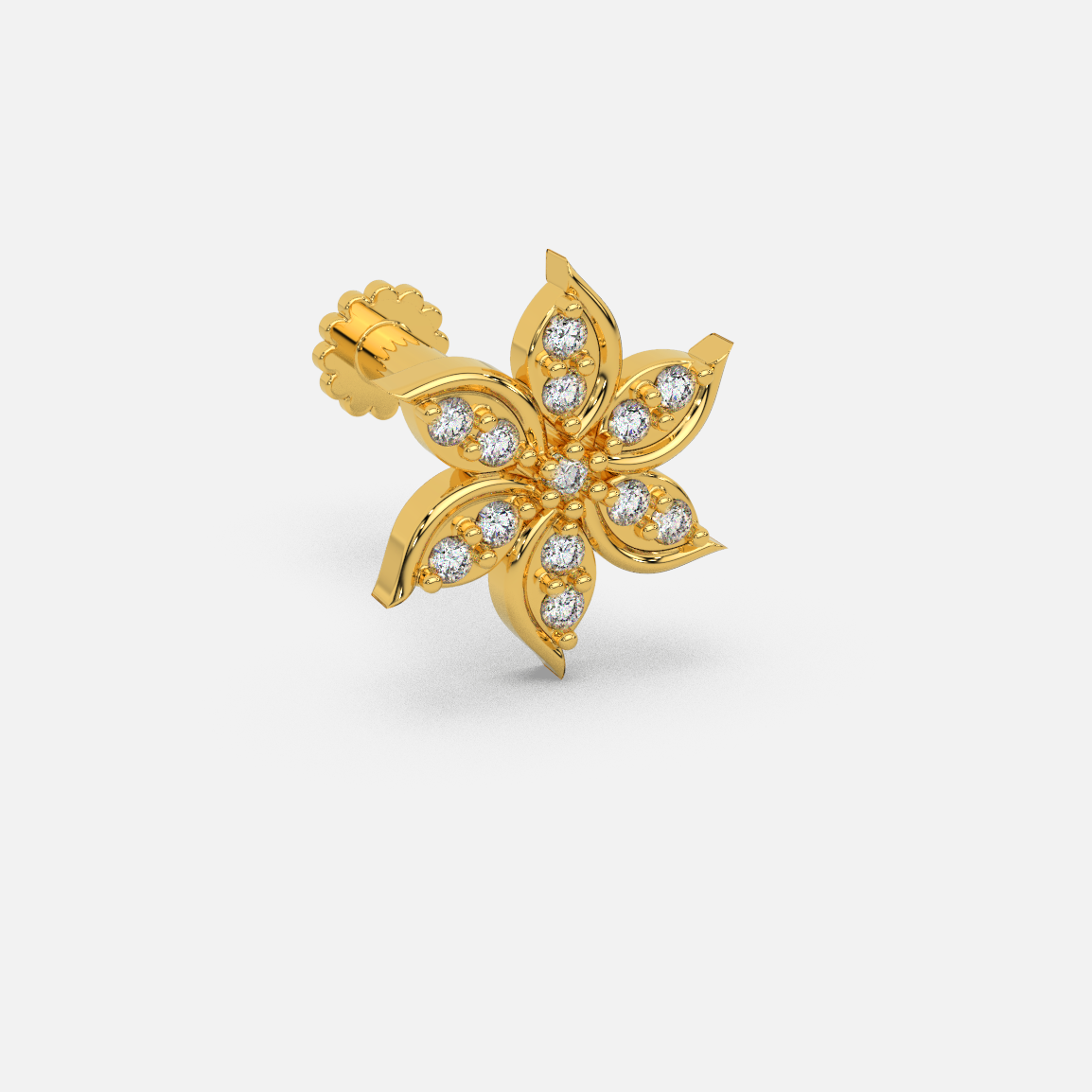 14 Kt Yellow Gold Diamond Nose Pin