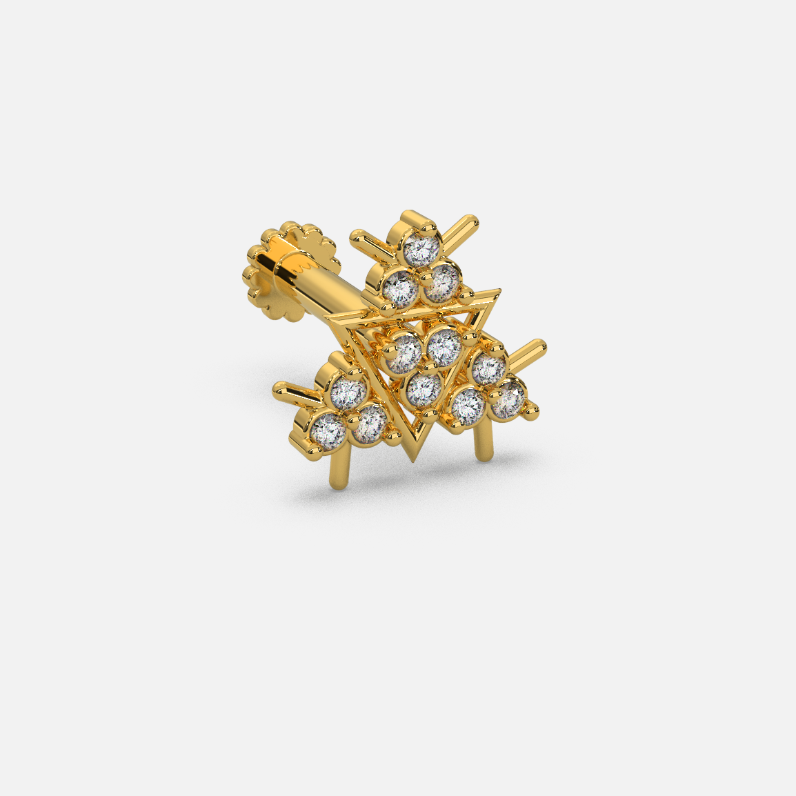 14 Kt Yellow Gold Diamond Nose Pin