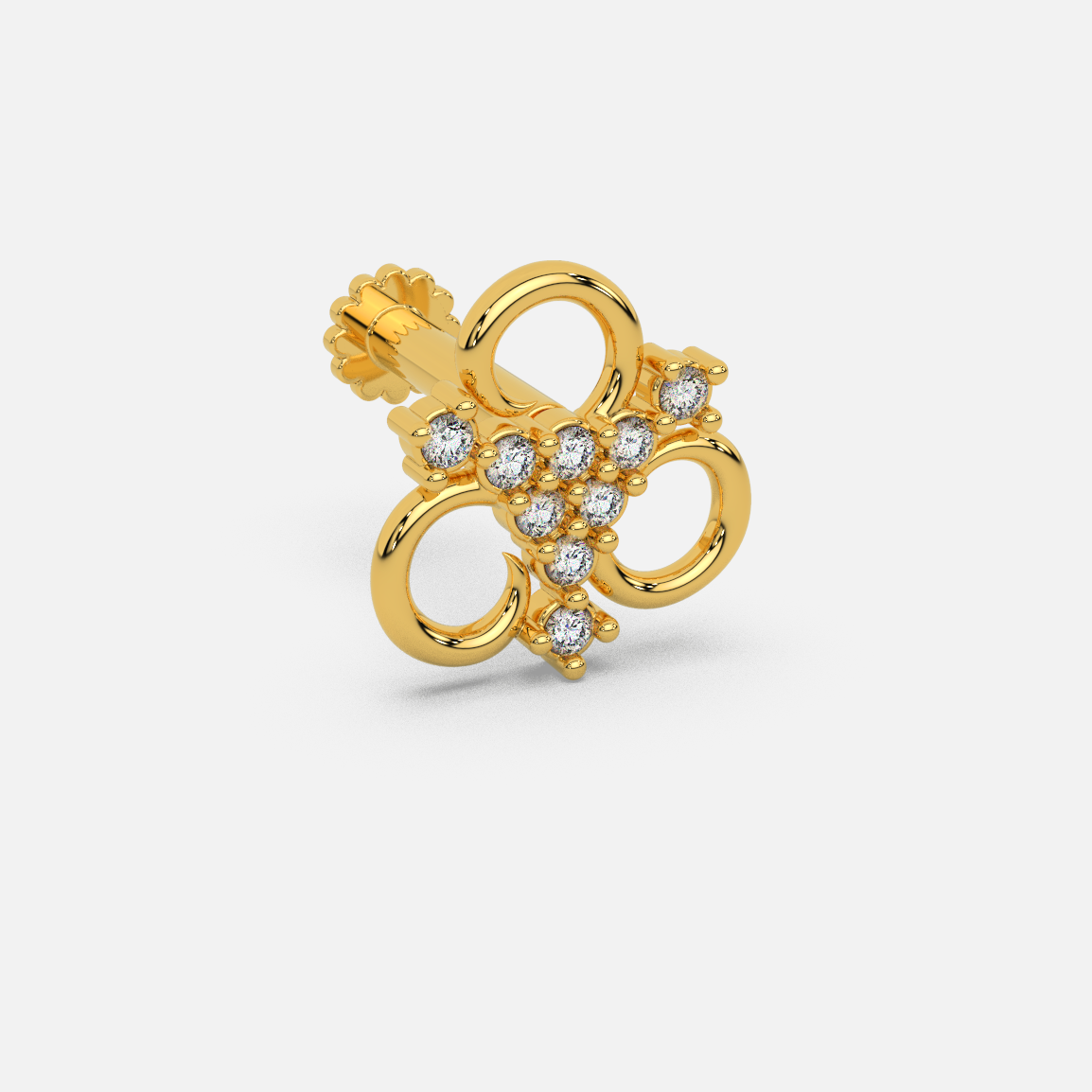 14 Kt Yellow Gold Diamond Nose Pin