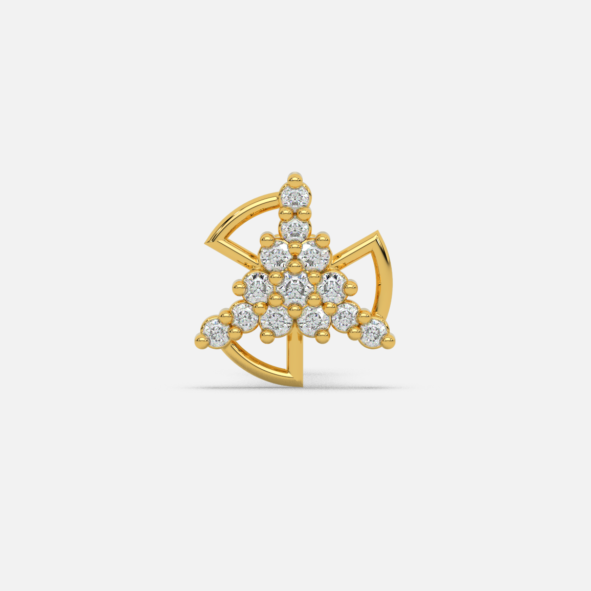 14 Kt Yellow Gold Diamond Nose Pin