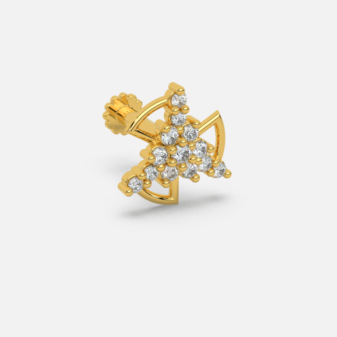 14 Kt Yellow Gold Diamond Nose Pin