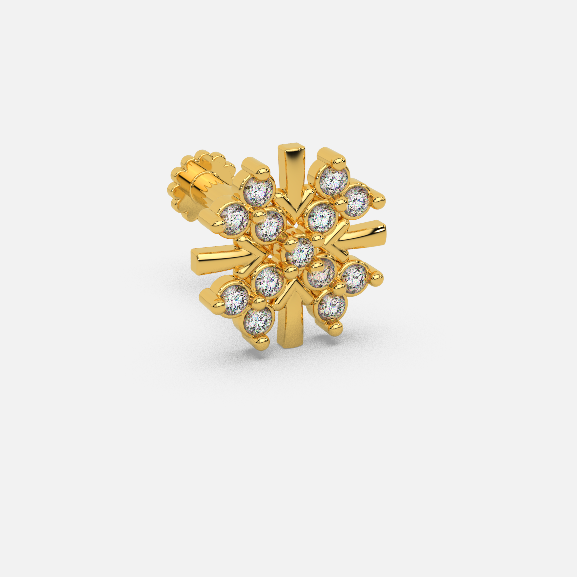 14 Kt Yellow Gold Diamond Nose Pin