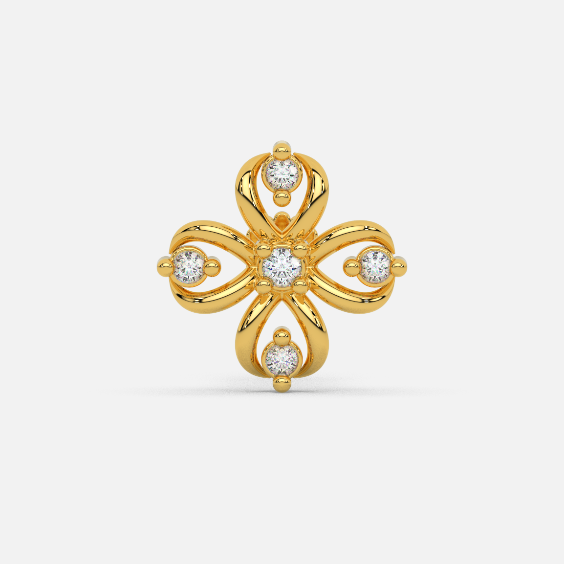 14 Kt Yellow Gold Diamond Nose Pin