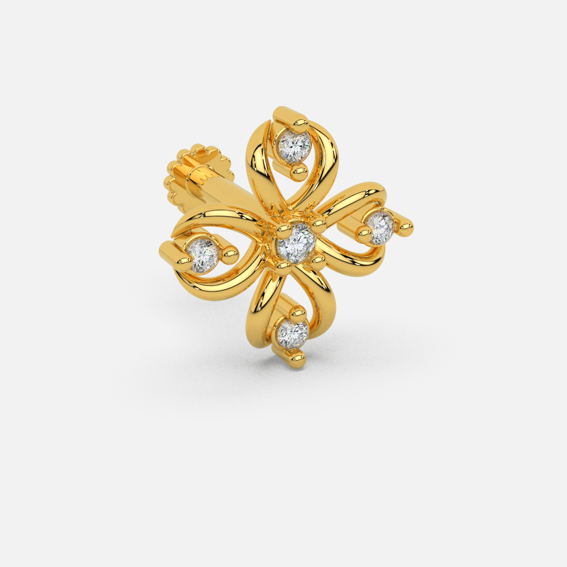 14 Kt Yellow Gold Diamond Nose Pin