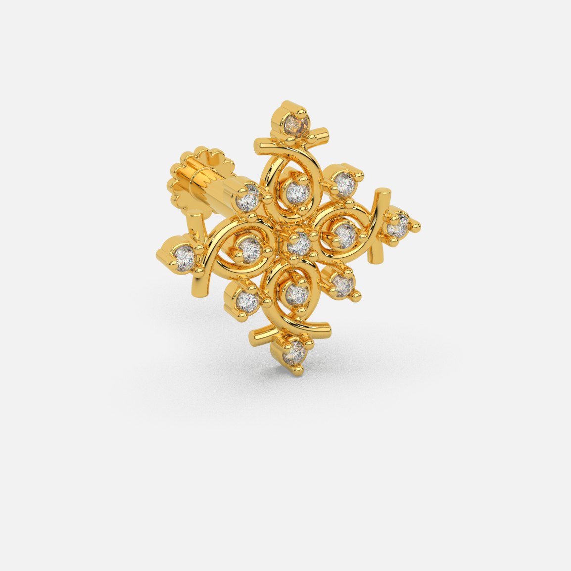 14 Kt Yellow Gold Diamond Nose Pin