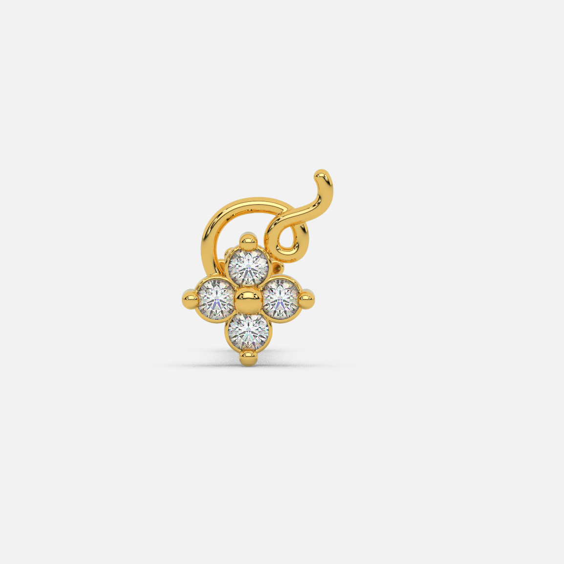 14 Kt Yellow Gold Diamond Nose Pin