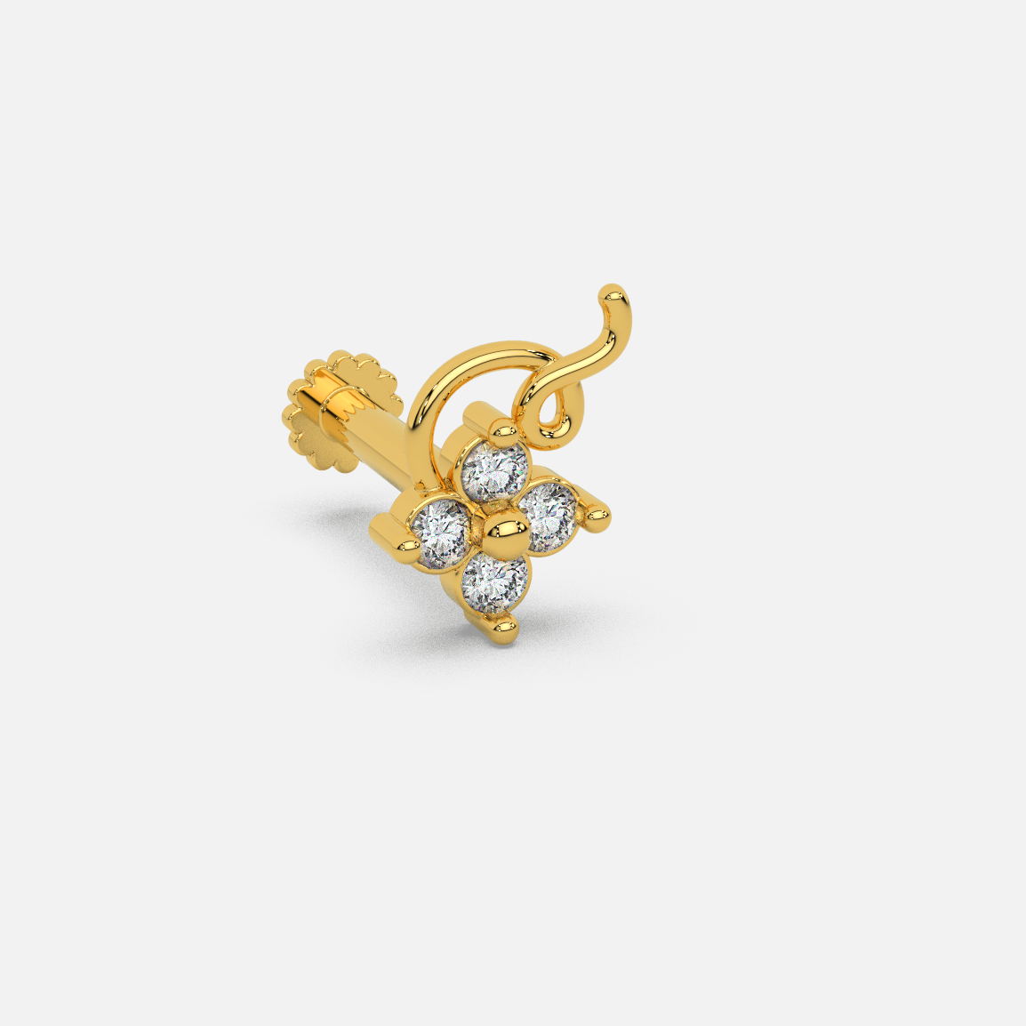 14 Kt Yellow Gold Diamond Nose Pin