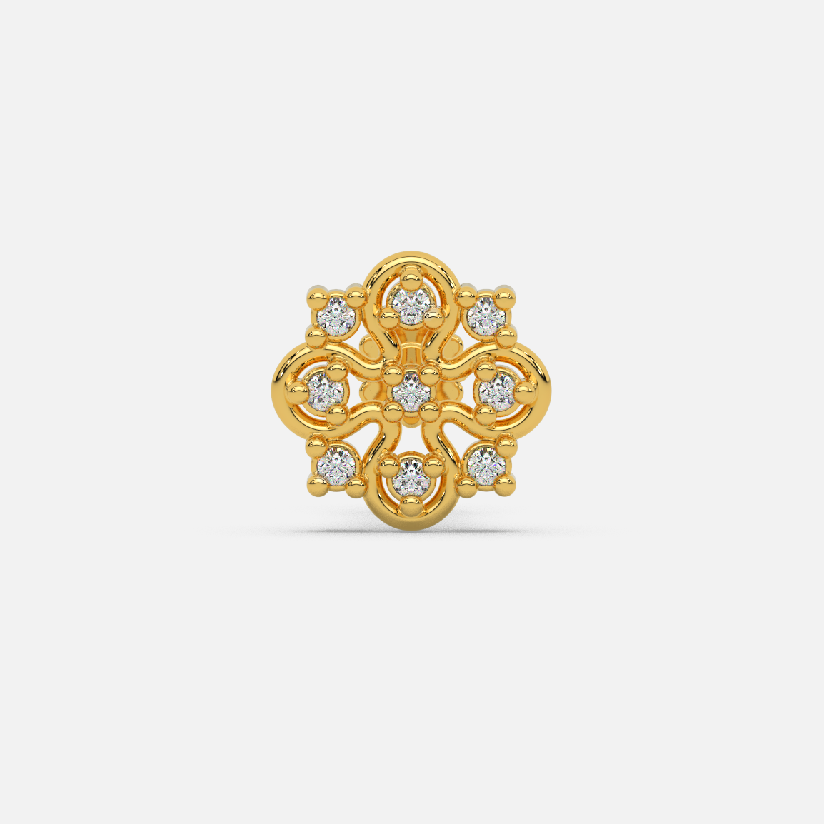 14 Kt Yellow Gold Diamond Nose Pin