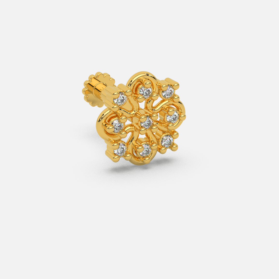 14 Kt Yellow Gold Diamond Nose Pin