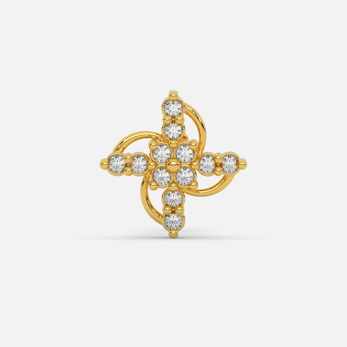 14 Kt Yellow Gold Diamond Nose Pin