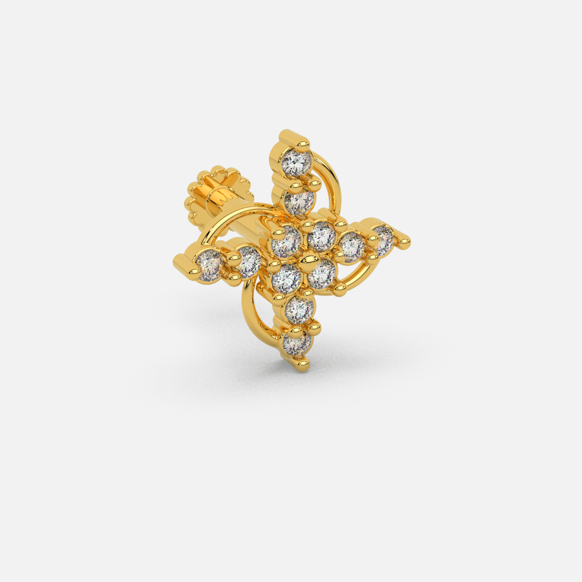 14 Kt Yellow Gold Diamond Nose Pin