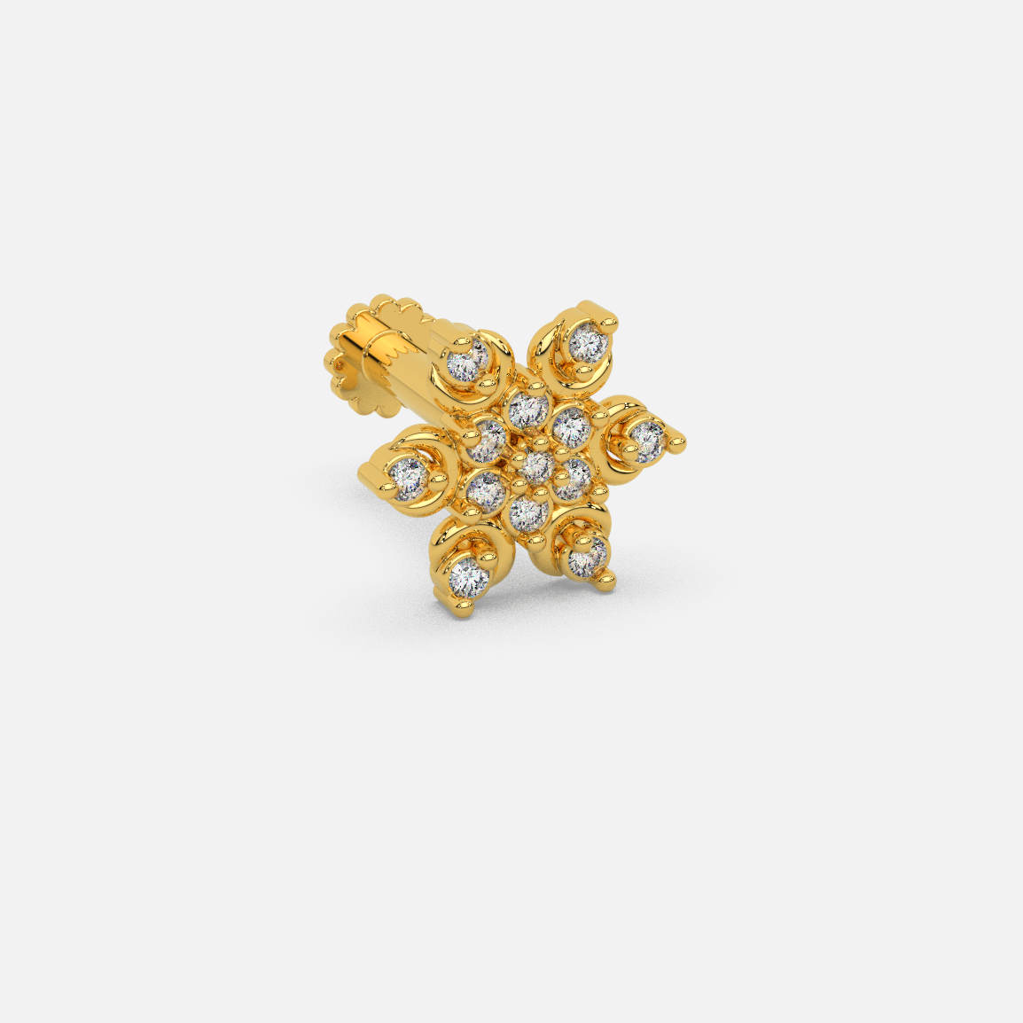 14 Kt Yellow Gold Diamond Nose Pin