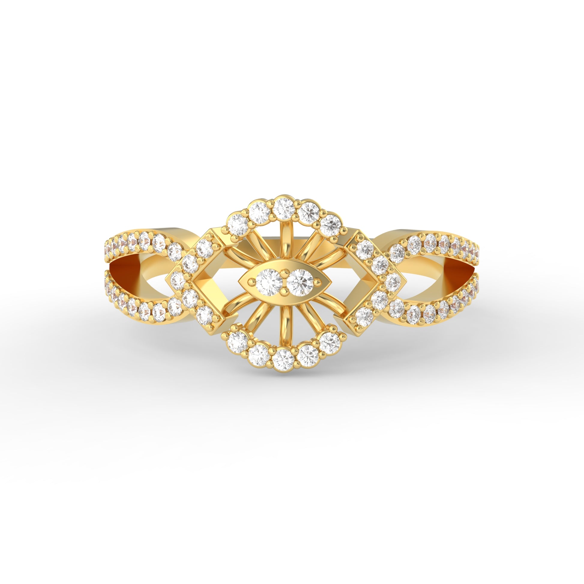 14 Kt Yellow Gold Diamond Ring