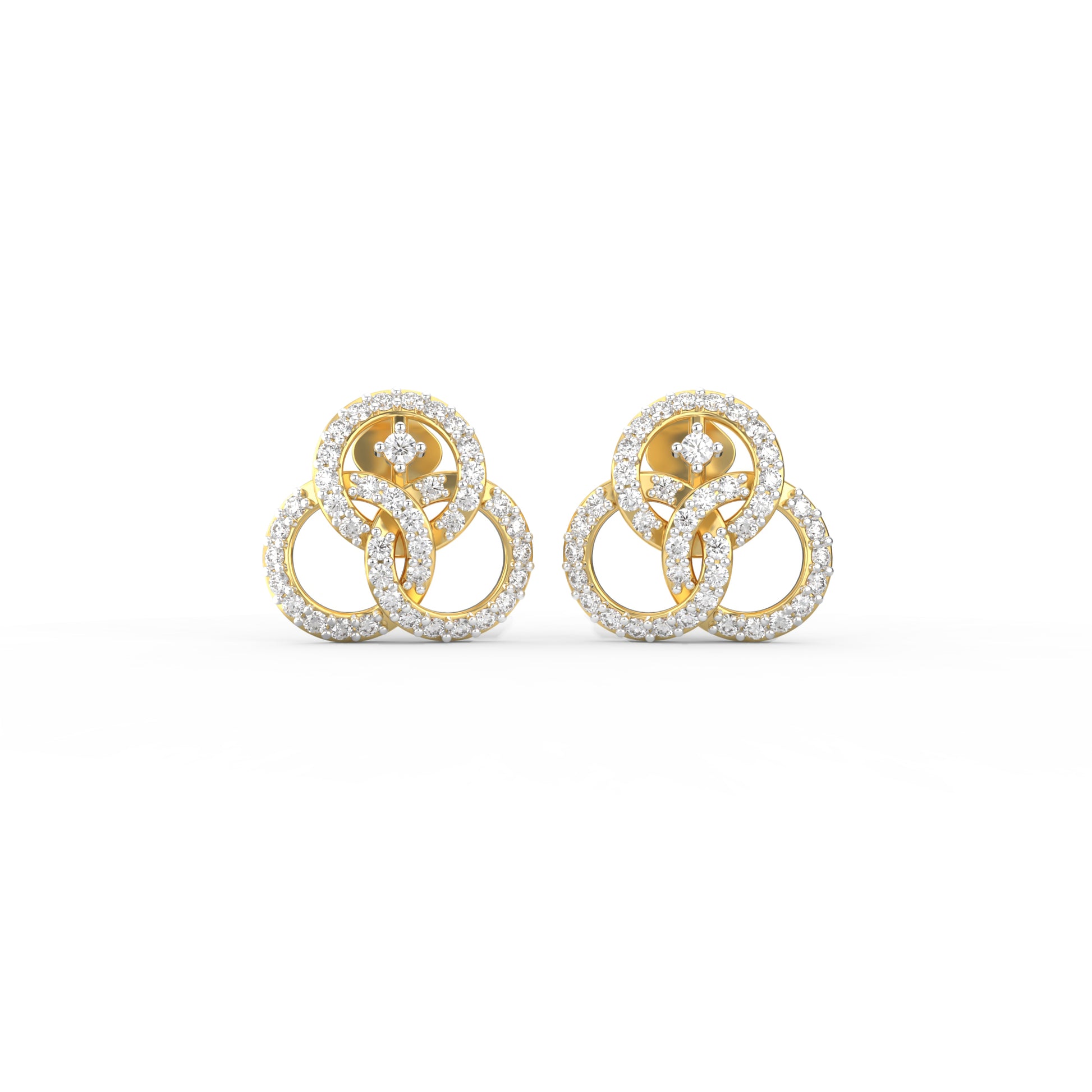 14 Kt Yellow Gold Diamond Earring