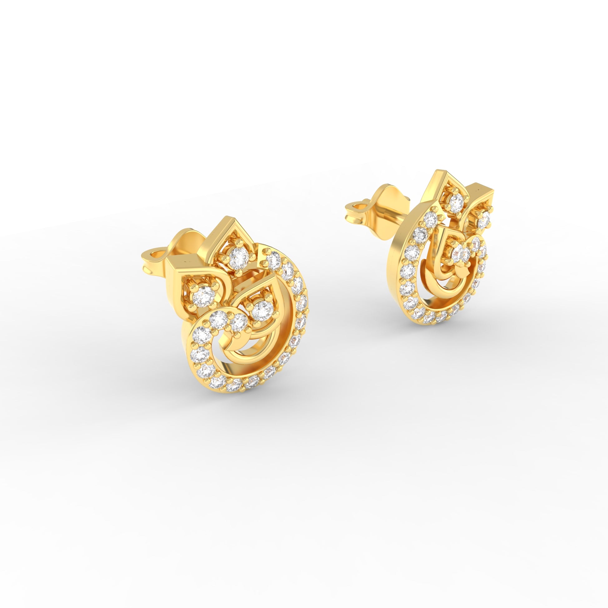 14 Kt Yellow Gold Diamond Earring