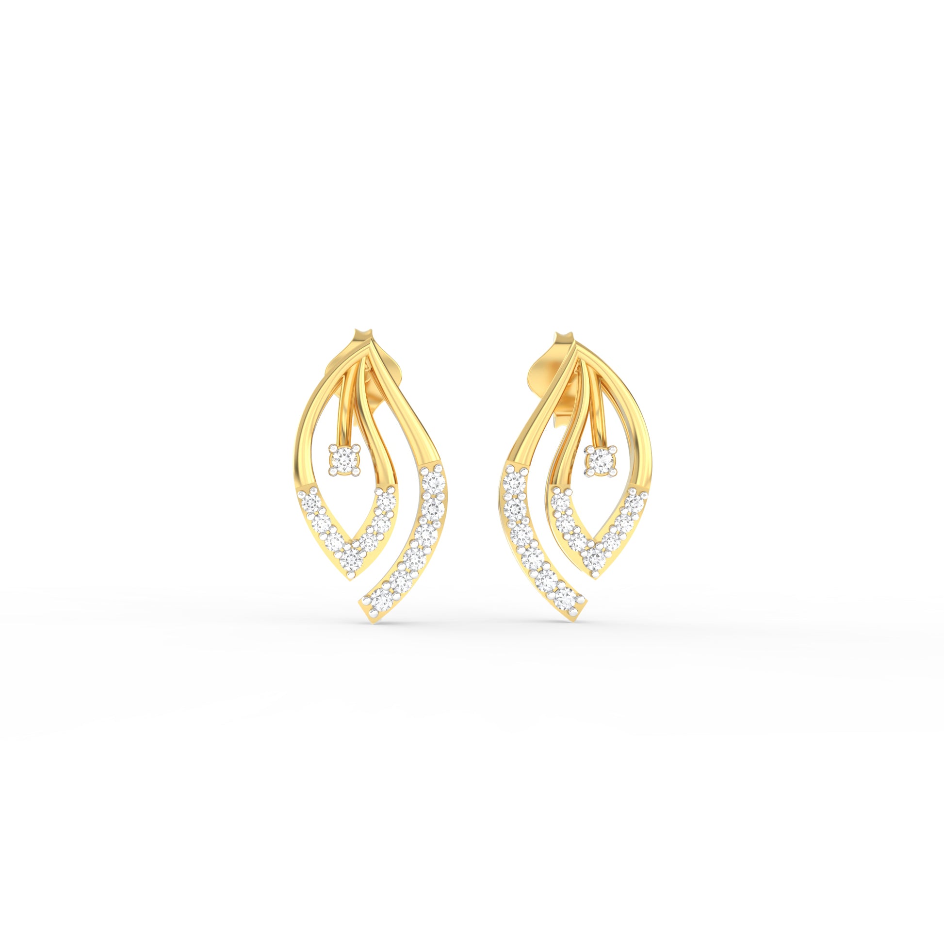 14 Kt Yellow Gold Diamond Earring