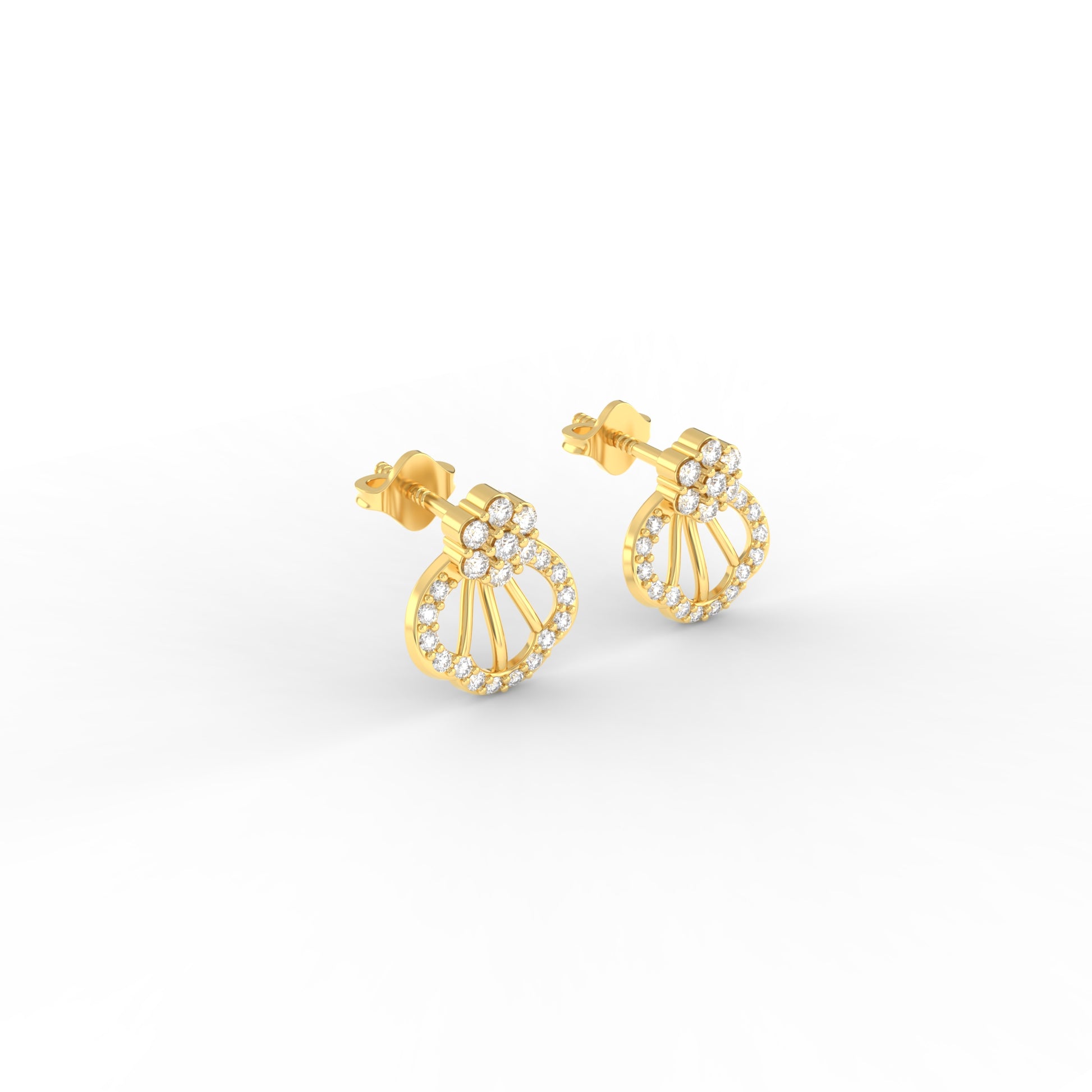 14 Kt Yellow Gold Diamond Earring