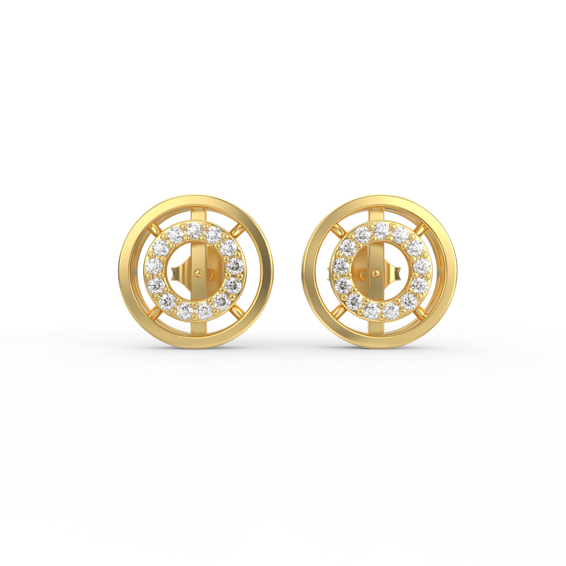 14 Kt Yellow Gold Diamond Earring