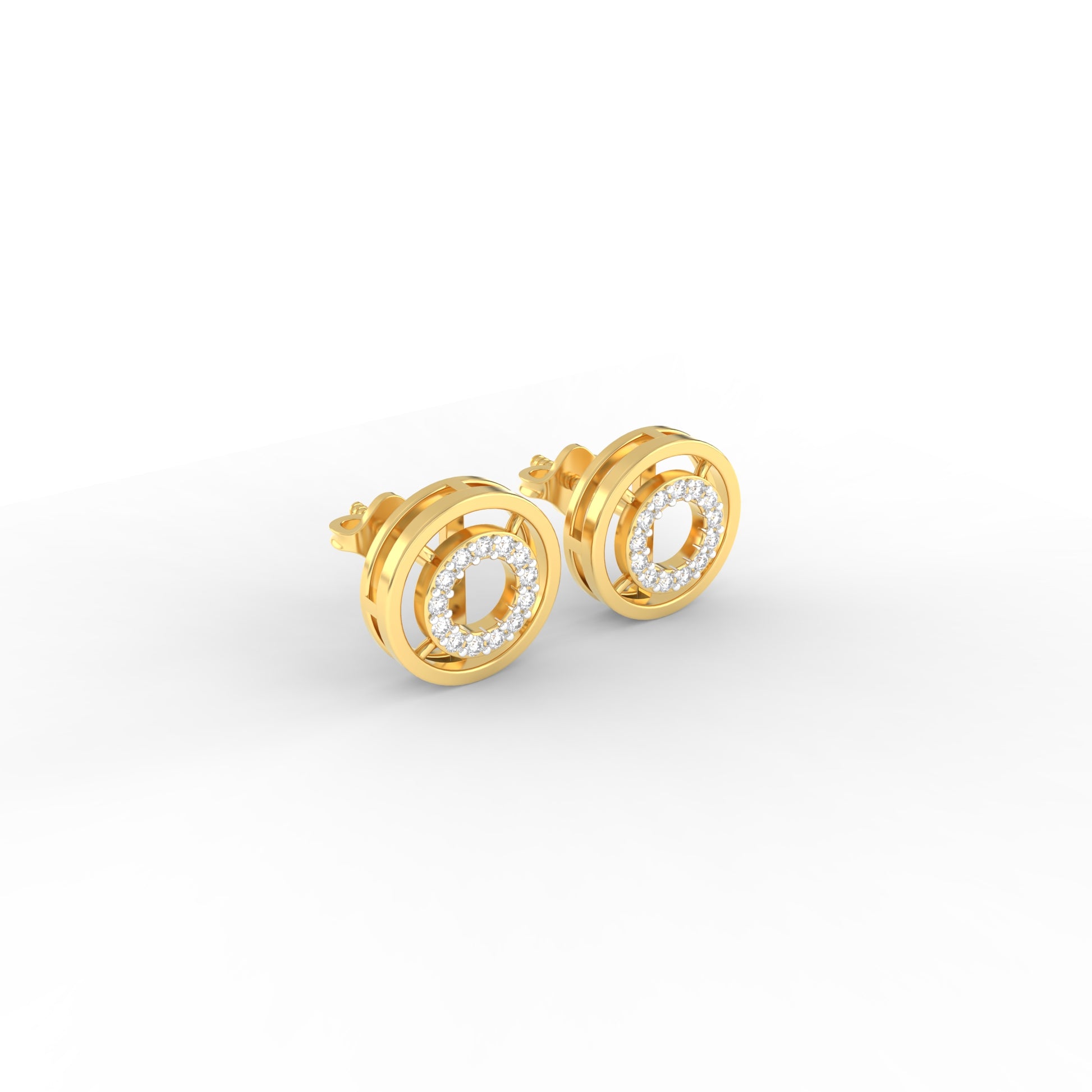 14 Kt Yellow Gold Diamond Earring