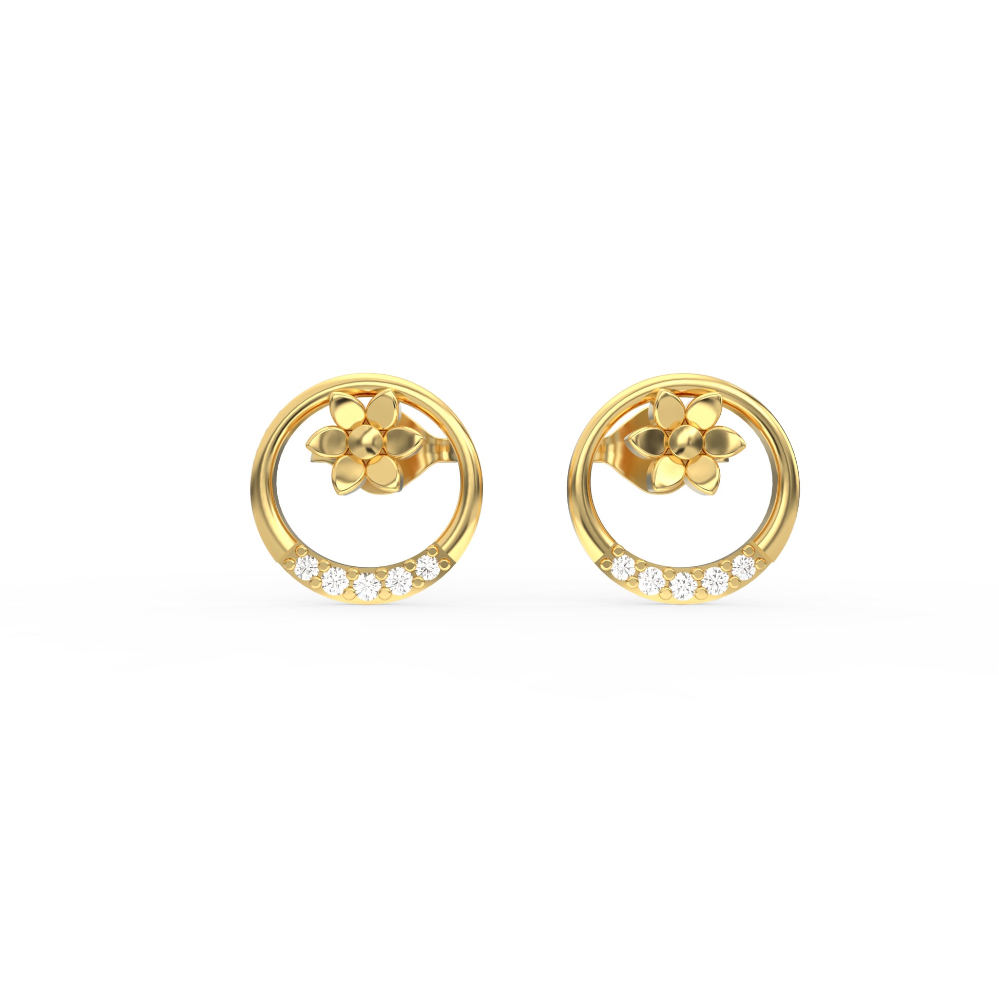 14 Kt Yellow Gold Diamond Earring