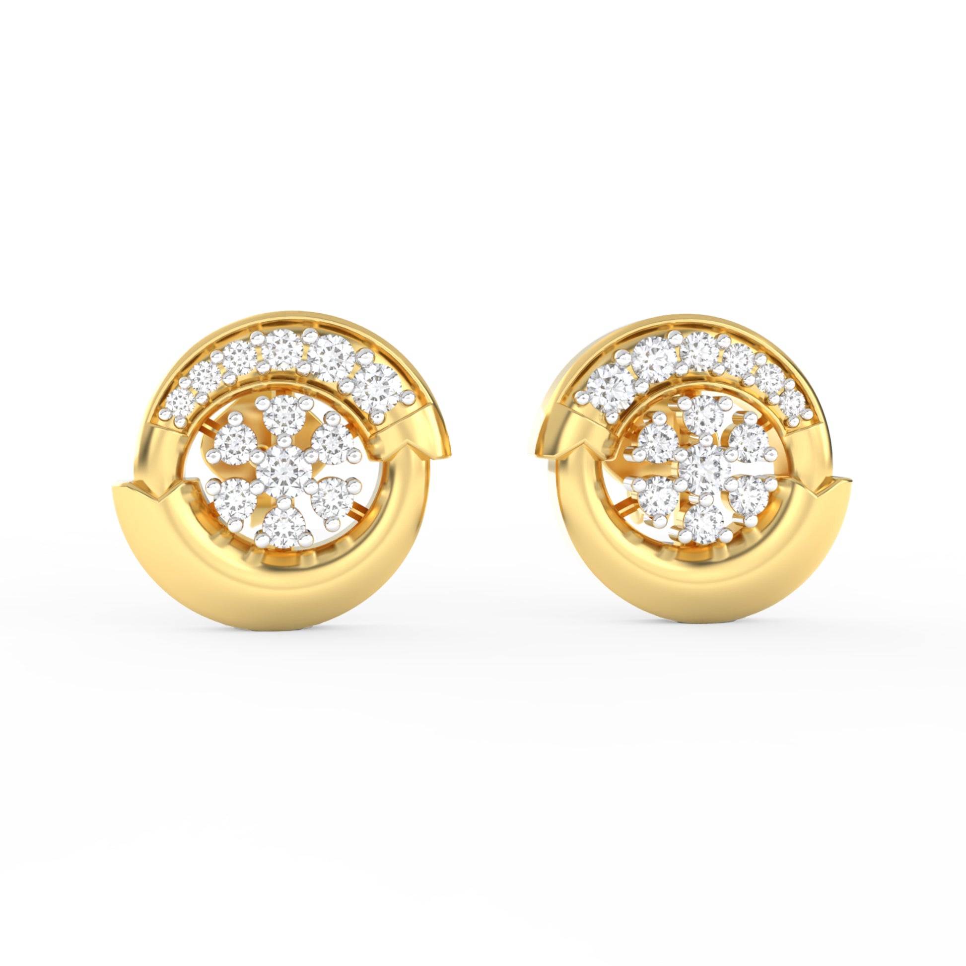 14 Kt Yellow Gold Diamond Earring