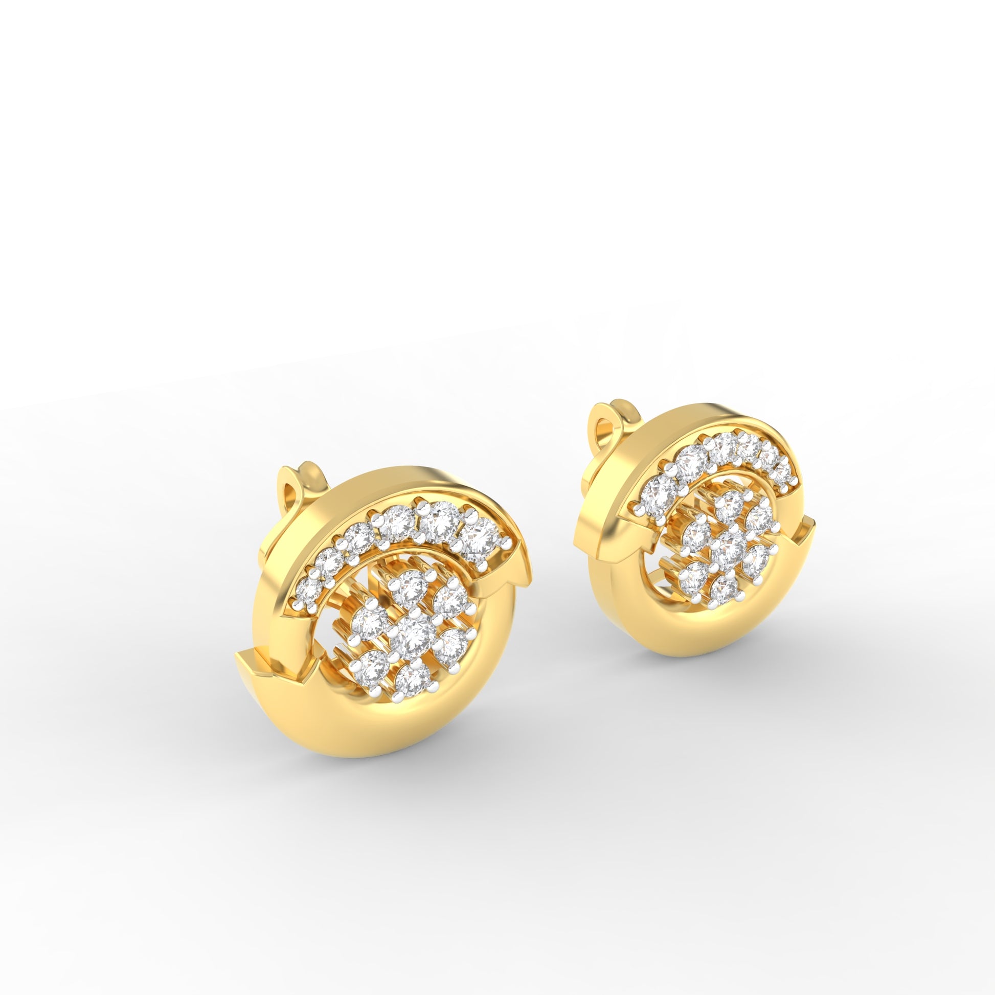 14 Kt Yellow Gold Diamond Earring