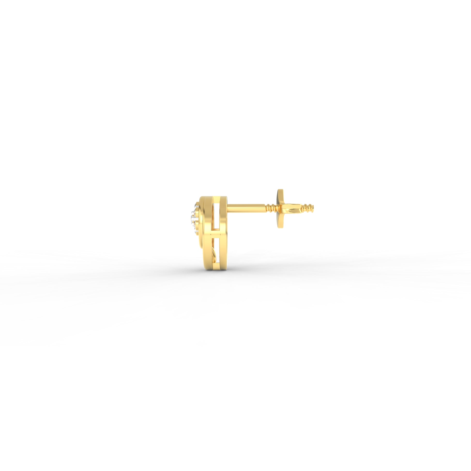 14 Kt Yellow Gold Diamond Earring