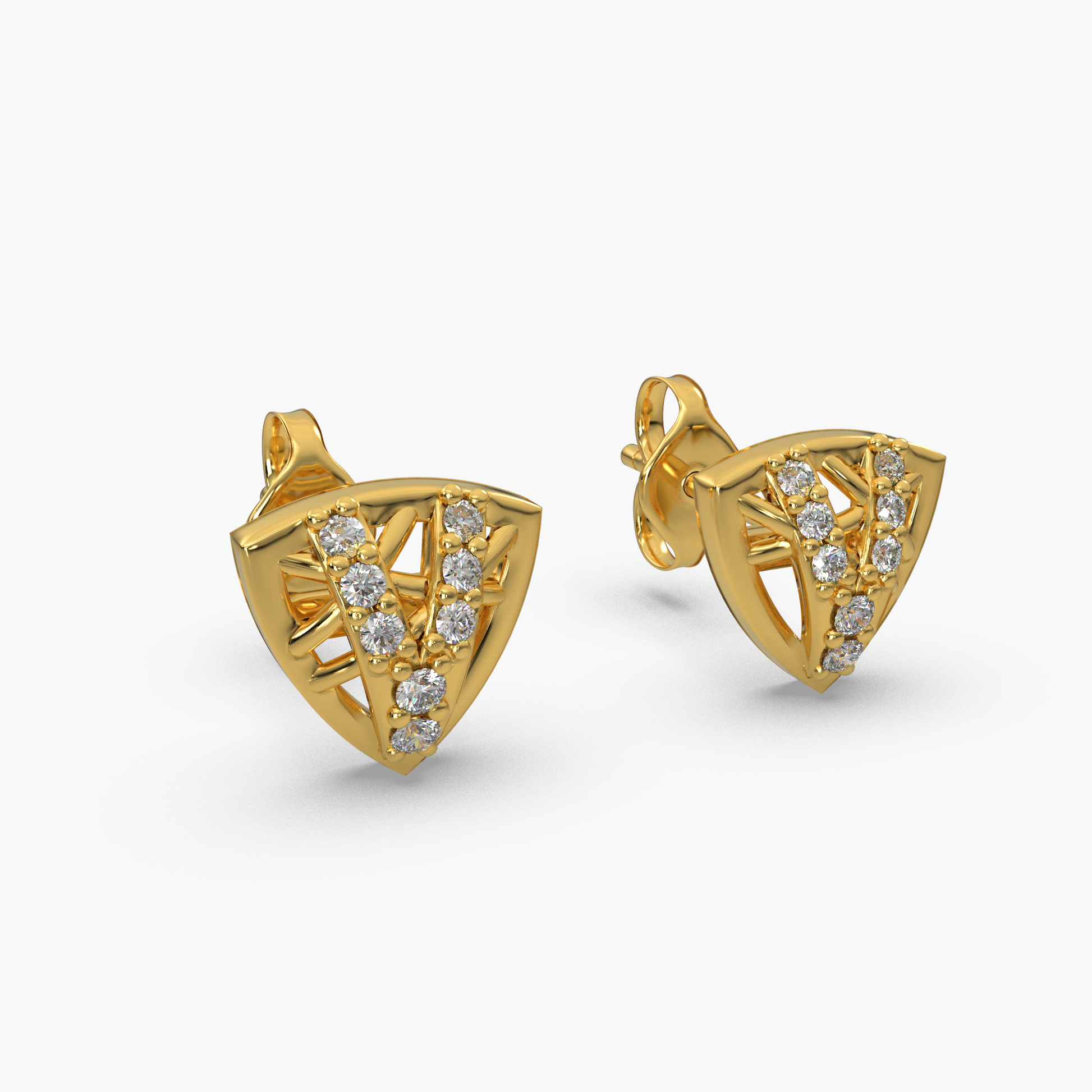 14 Kt Yellow Gold Diamond Earring