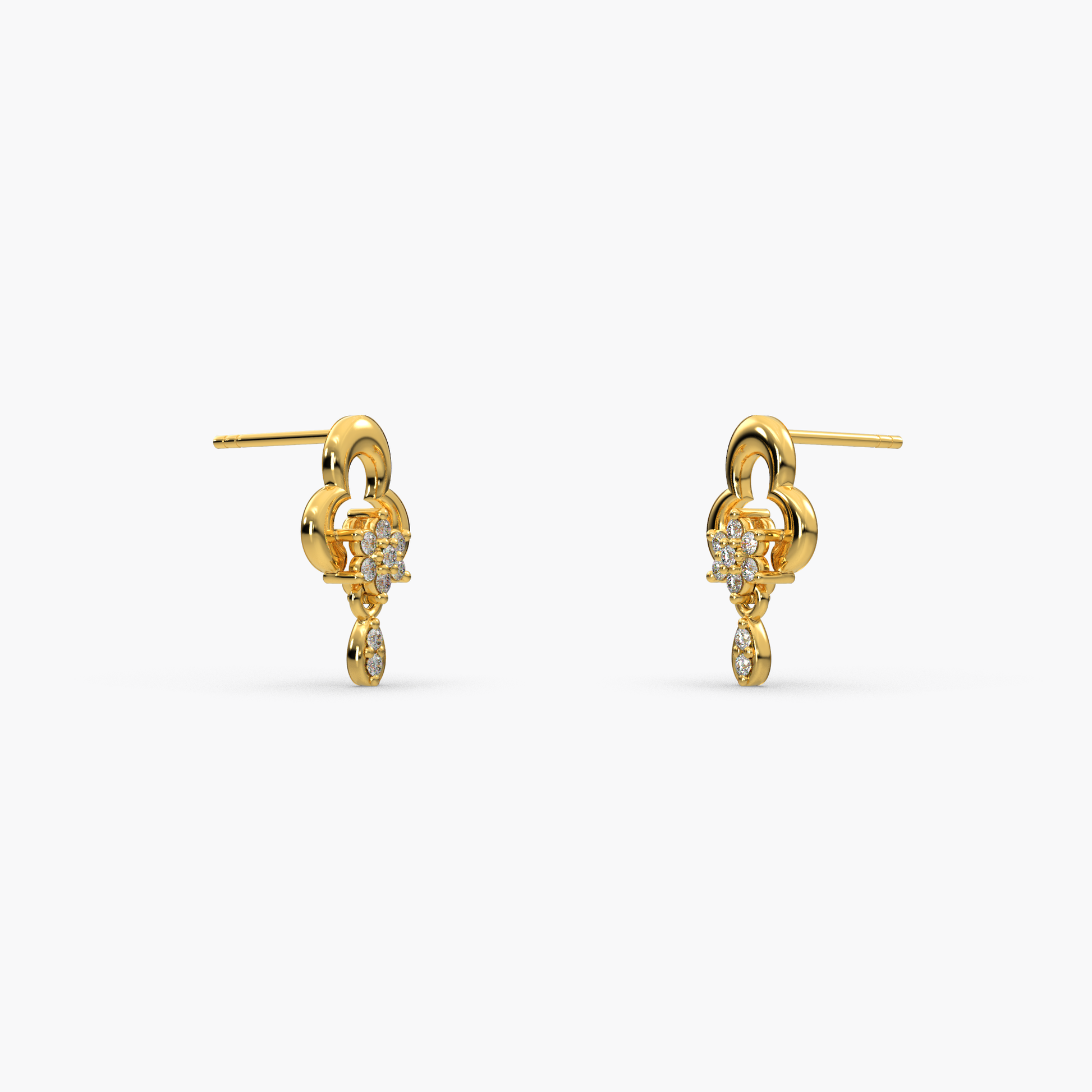 14 Kt Yellow Gold Diamond Earring