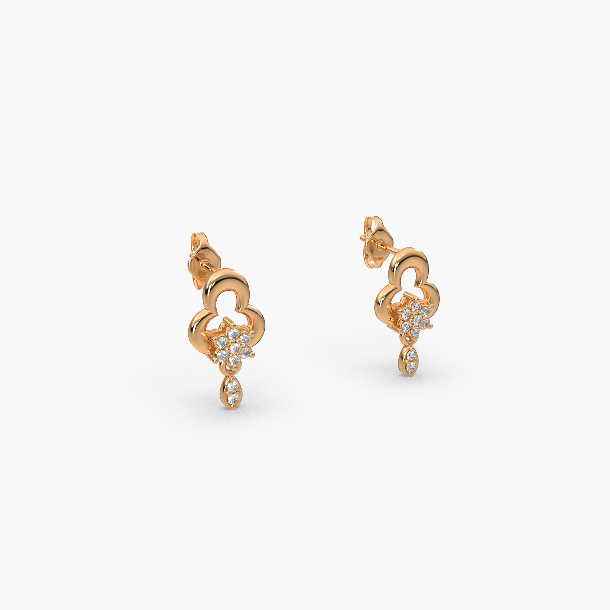 14 Kt Yellow Gold Diamond Earring