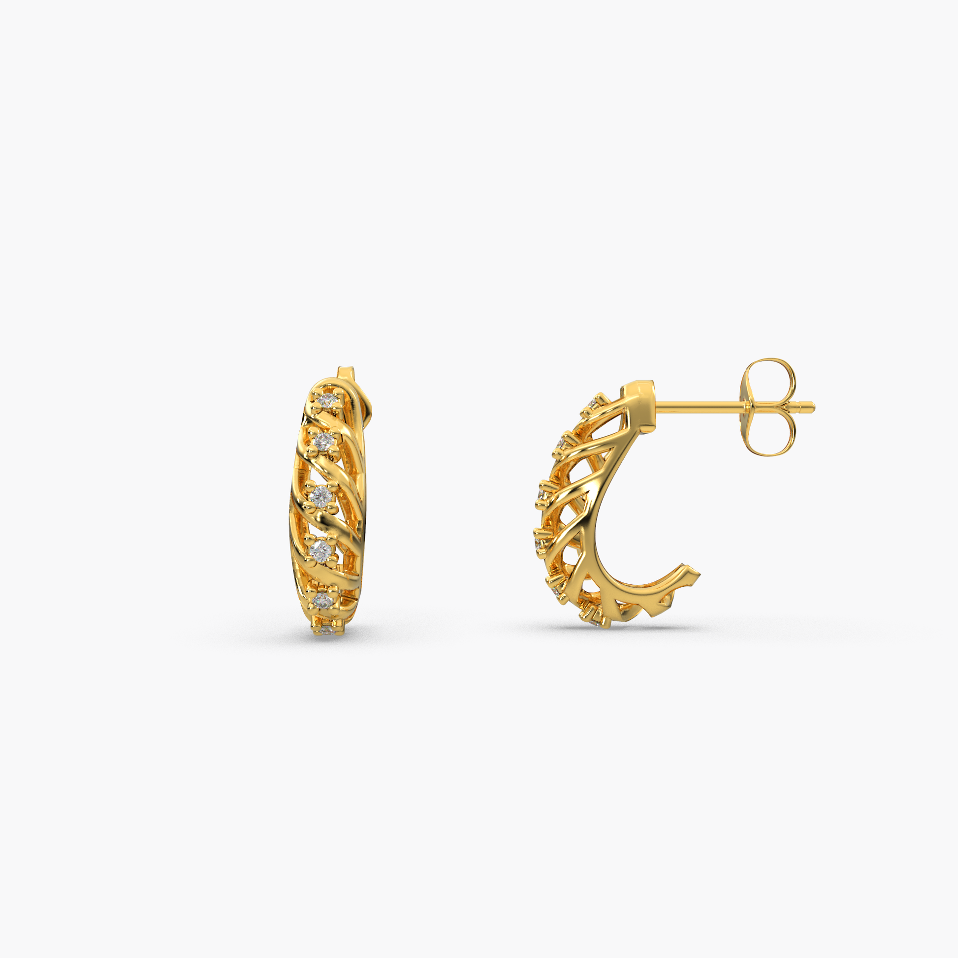 14 Kt Yellow Gold Diamond Earring