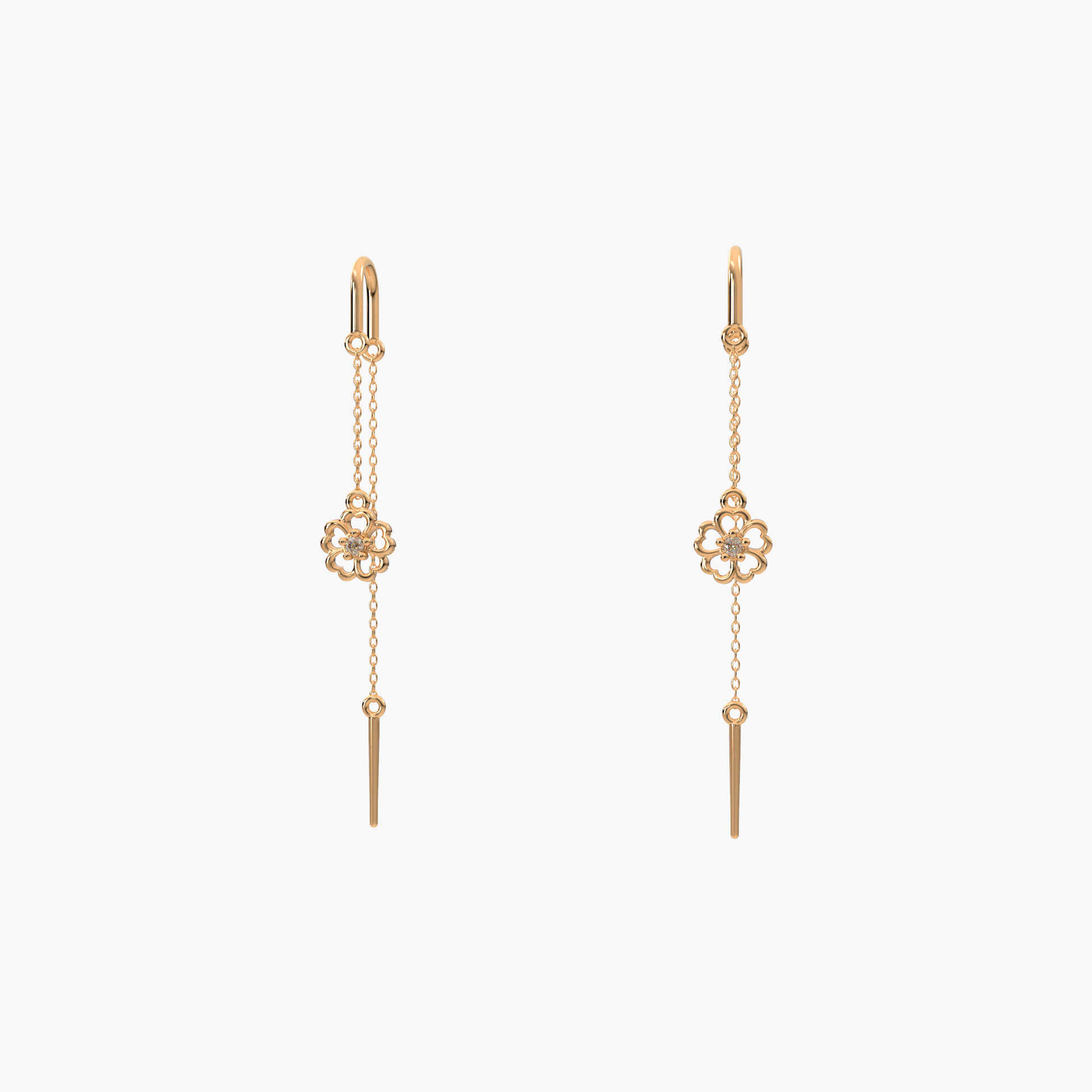 14 Kt Yellow Gold Diamond Earring