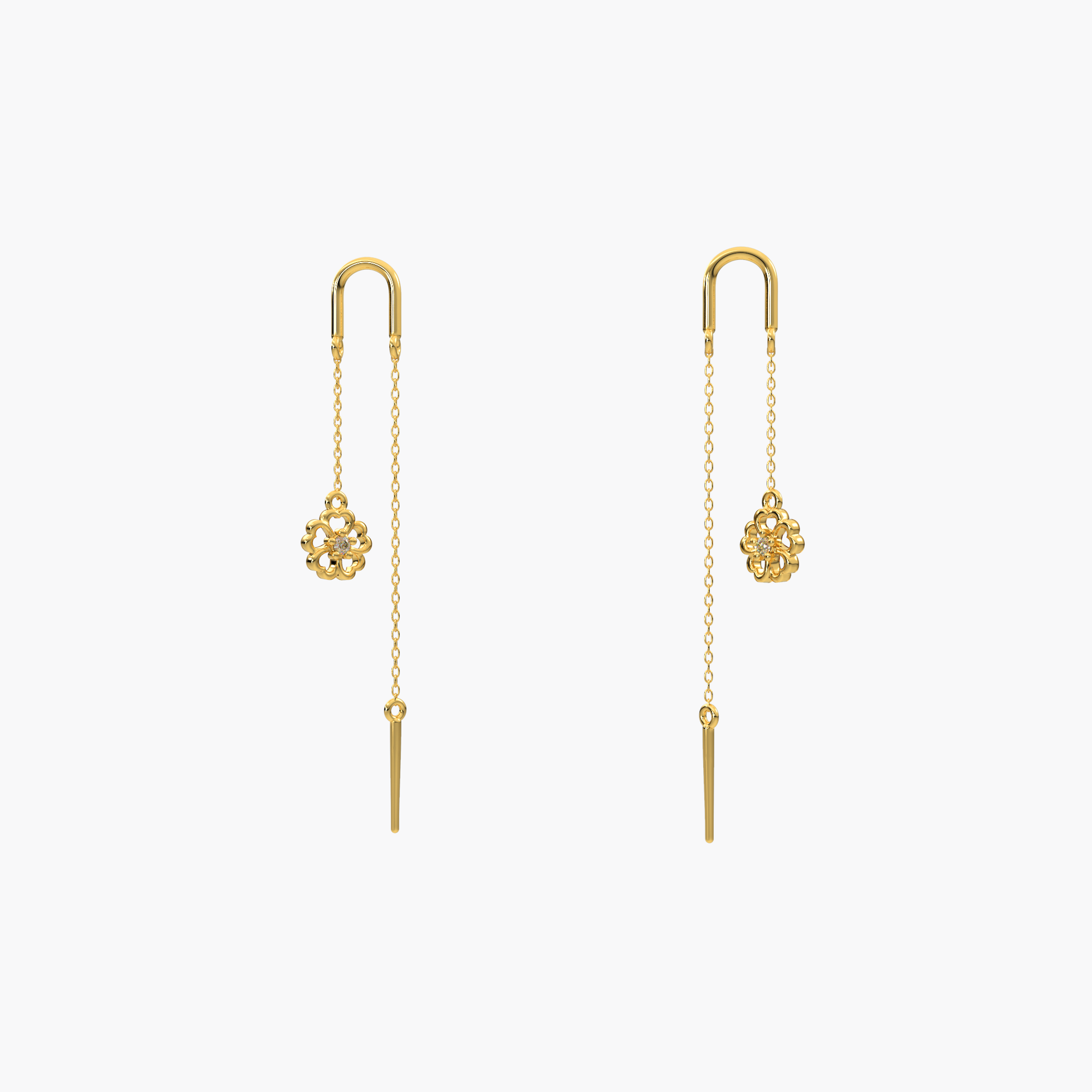 14 Kt Yellow Gold Diamond Earring