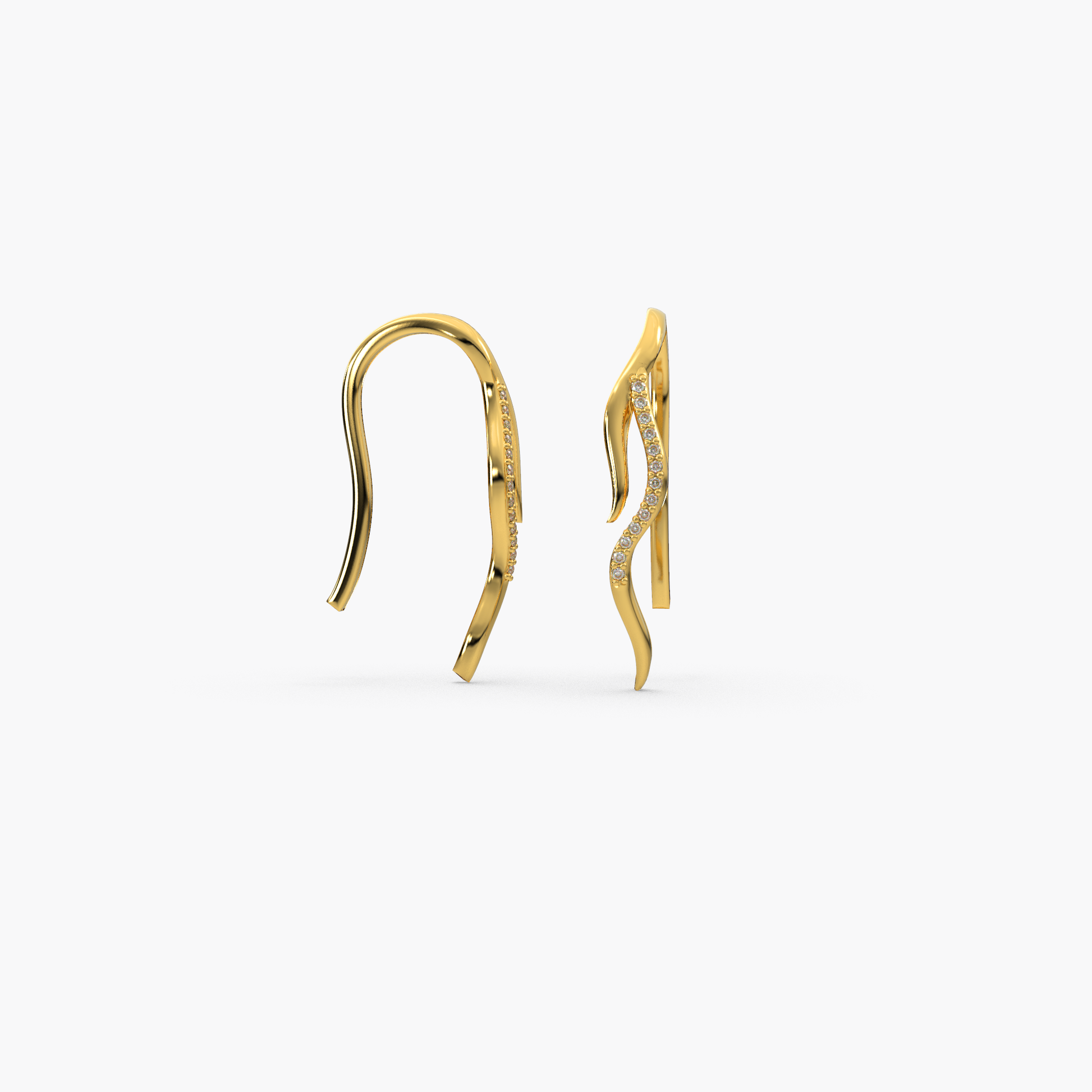 14 Kt Yellow Gold Diamond Earring