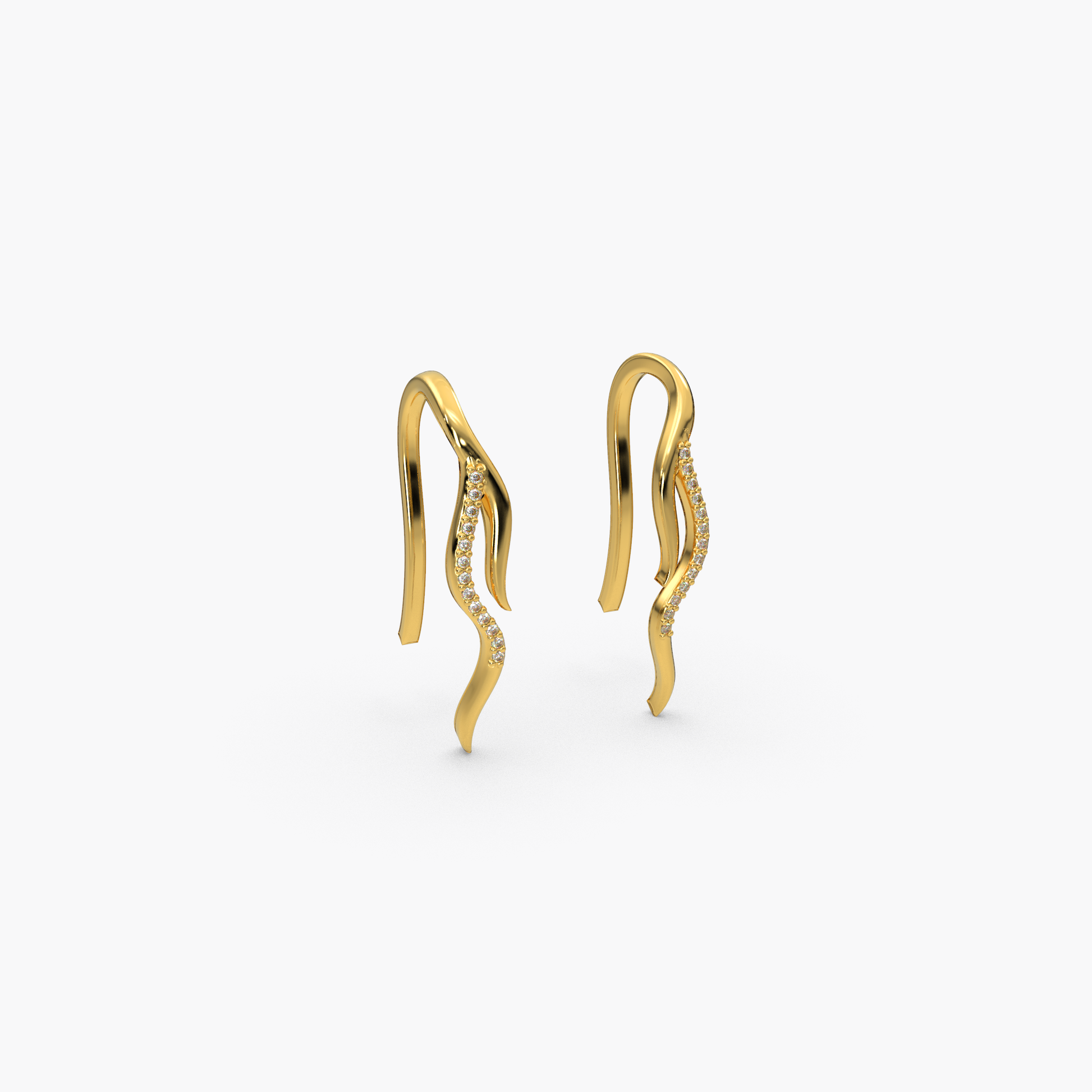 14 Kt Yellow Gold Diamond Earring